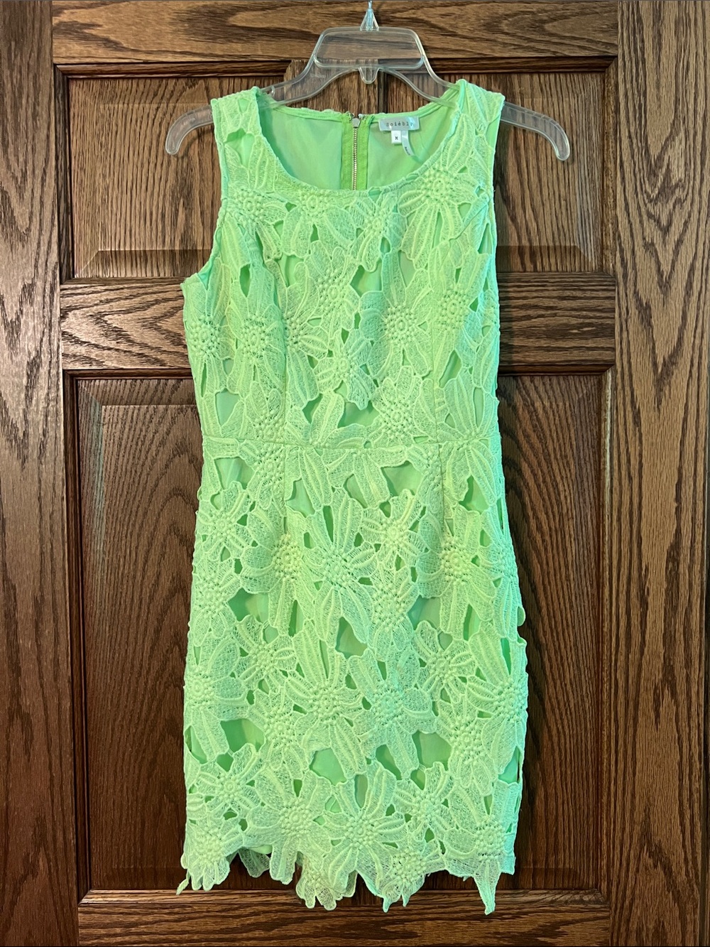 Soieblu Lime Green Lace Mini Dress